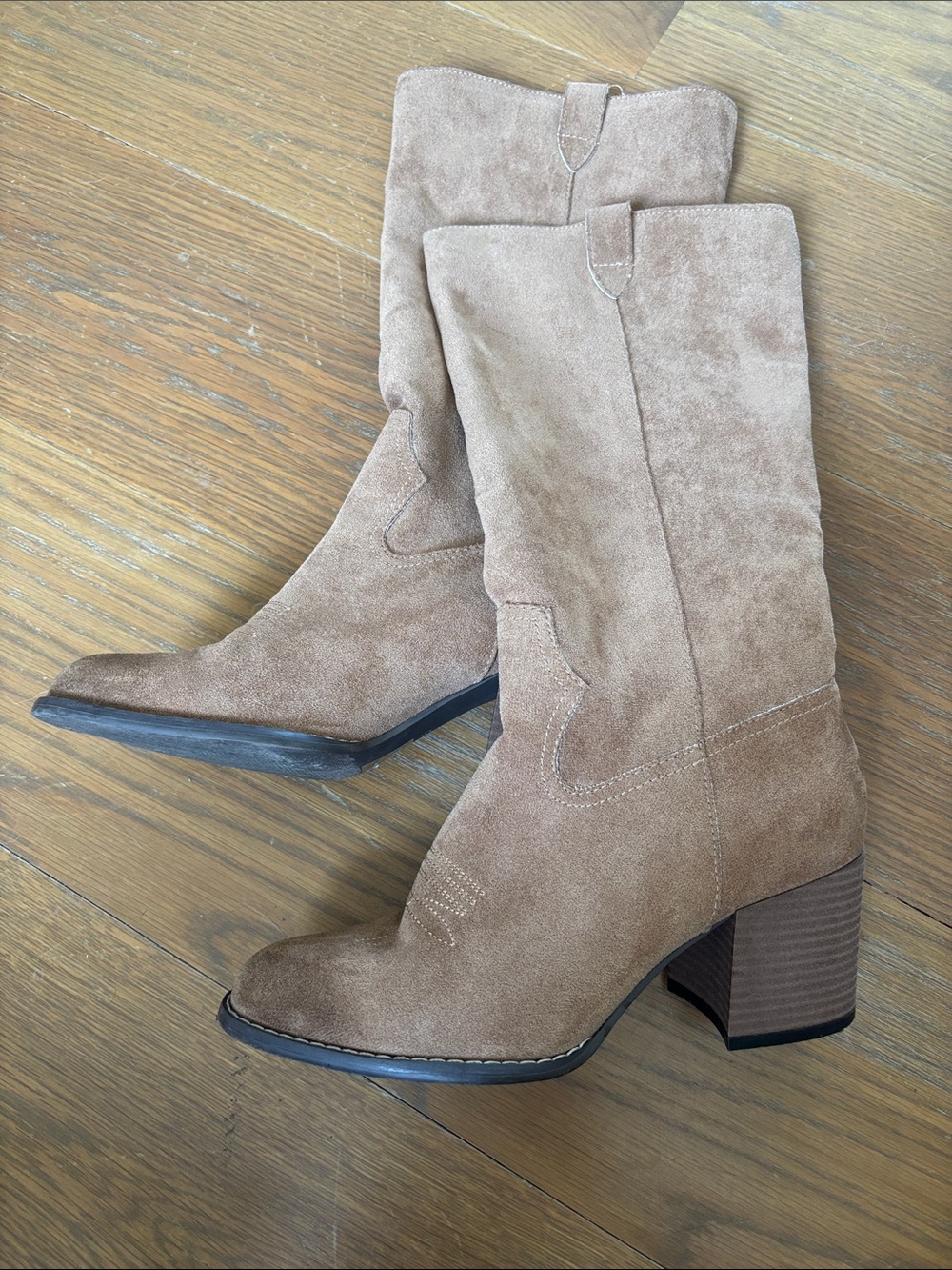Alter’d State Vegan Suede Knee-High Western Boots - Tan 8.5